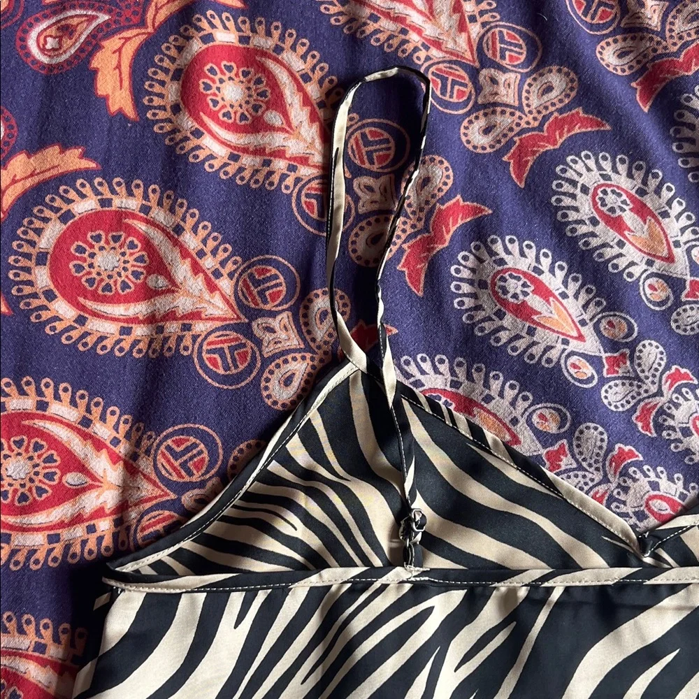 J. Crew Black and Cream Zebra Camisole